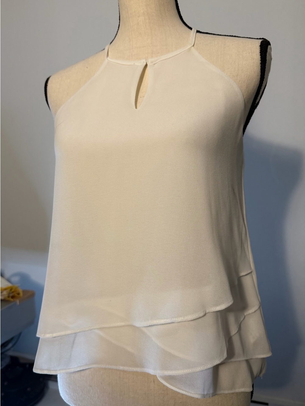 Women’s Cream Layered Halter Tank Top